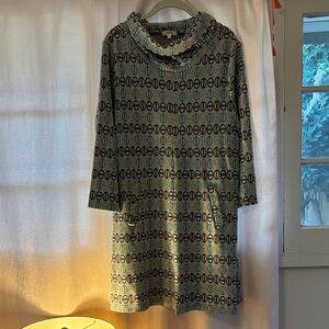Patterned Blue and Brown Women's Dress
